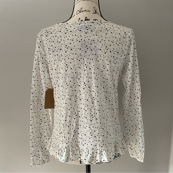 Women’s Billy T Ivory Starry Night V-Neck Long Sleeve Knit Peplum Top Small NWT - Picture 2 of 6